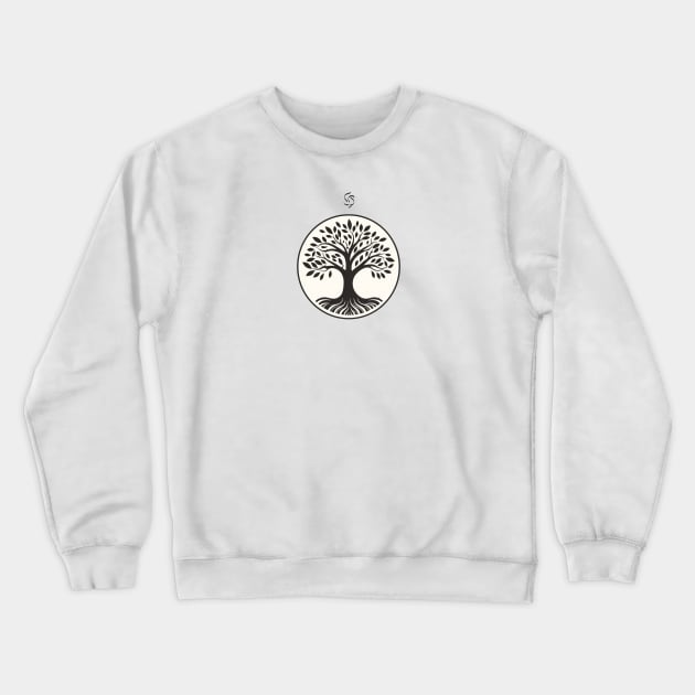 Deciduous Tree Silhouette in Black Crewneck Sweatshirt by Greenbubble